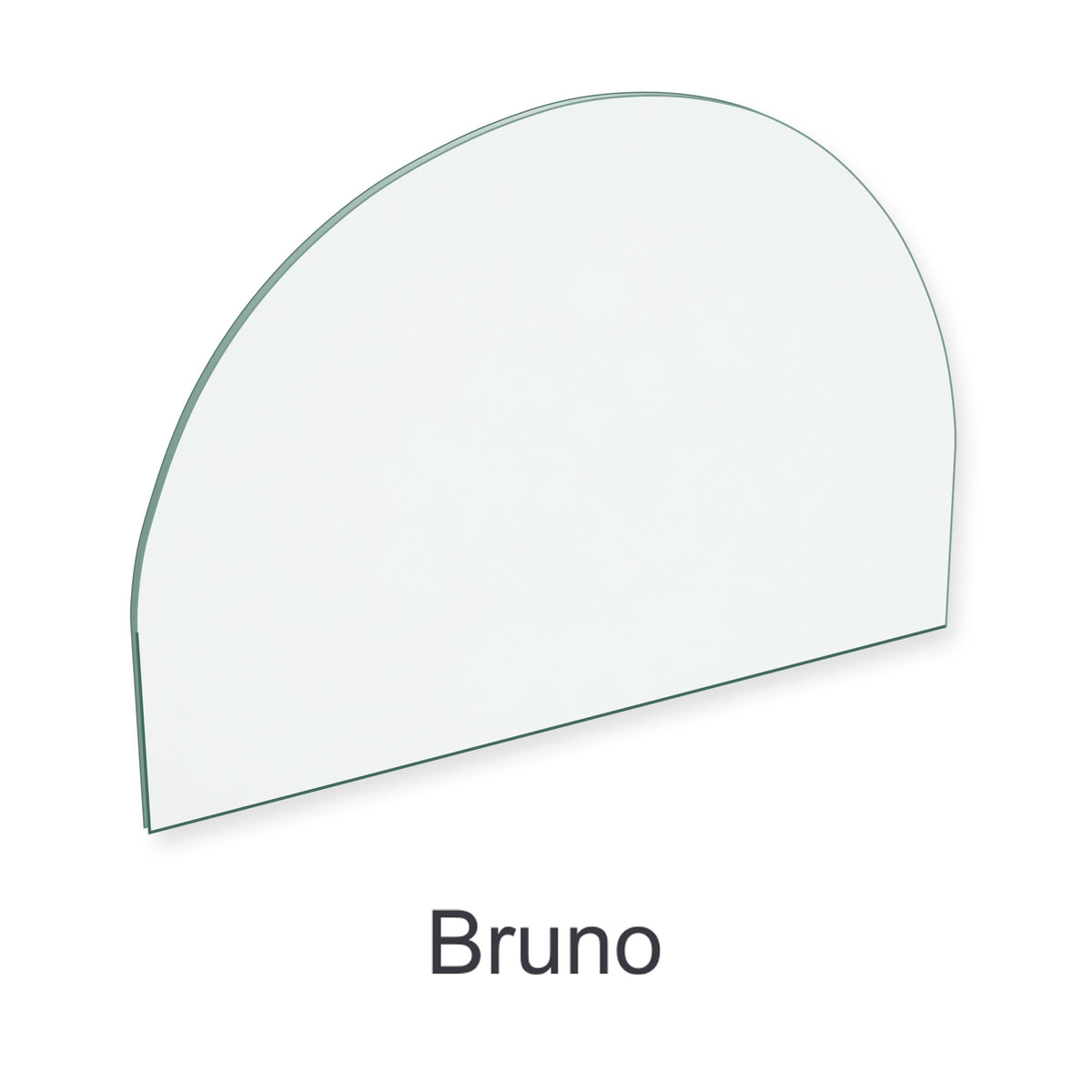 Bruno replacement stove glass, supplier reference GS294203, rectangle with arched top
