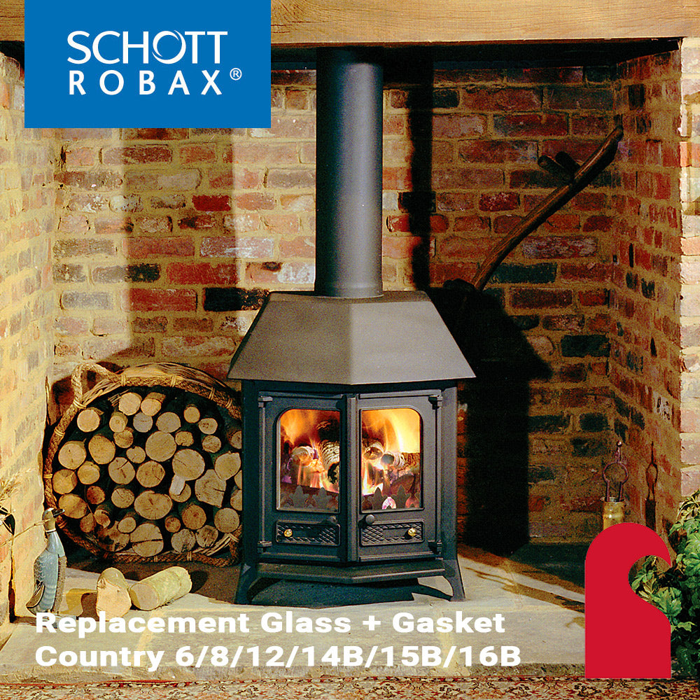 Charnwood Country 6 / 8 / 12 / 14B / 15B / 16B  Stove Glass with Gasket Seal