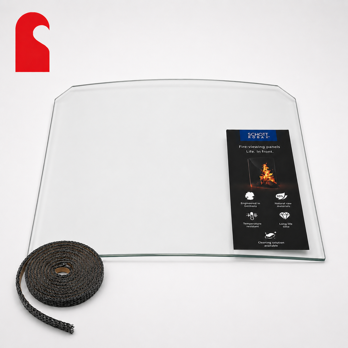 Charnwood Cove 1, 2 &amp; 3 Curved Replacement Stove Glass with Seal
