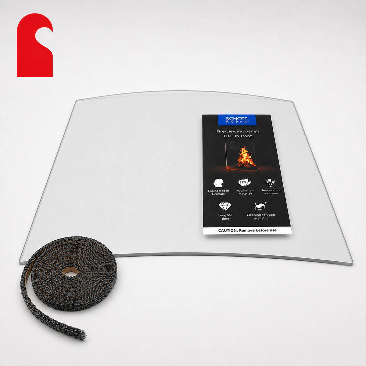 Charnwood Cove 1, 2 &amp; 3 Curved Replacement Stove Glass with Seal
