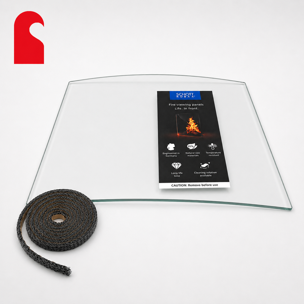 Charnwood Island 1, 2 &amp; 3 Curved Replacement Stove Glass with Seal
