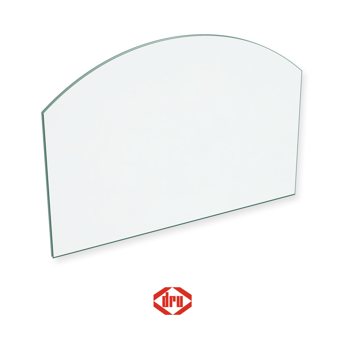 Dru 44 MK1 replacement stove glass, rectangle with arched top