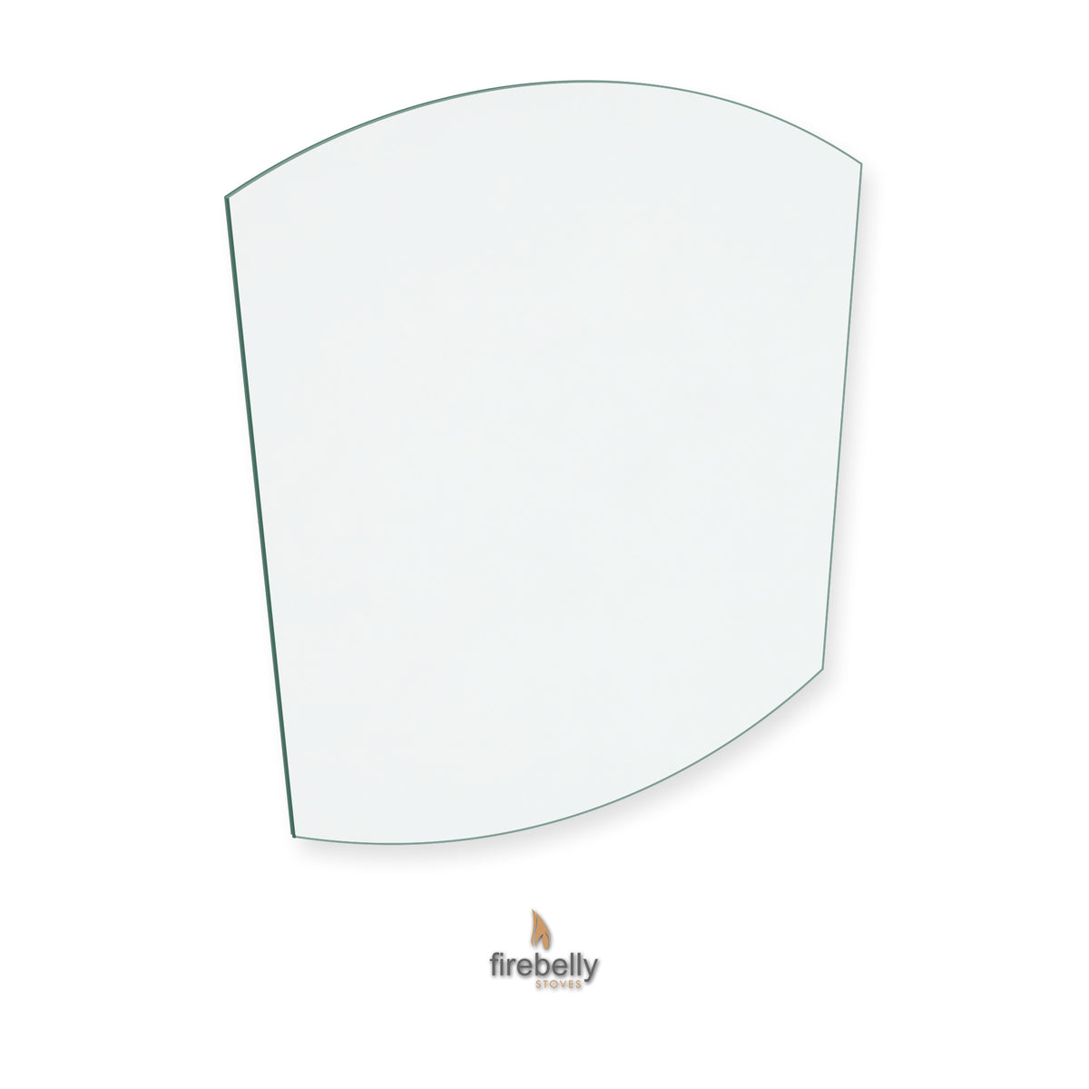 Firebelly Pod MK1 replacement stove glass, rectangle with arched top &amp; bottom