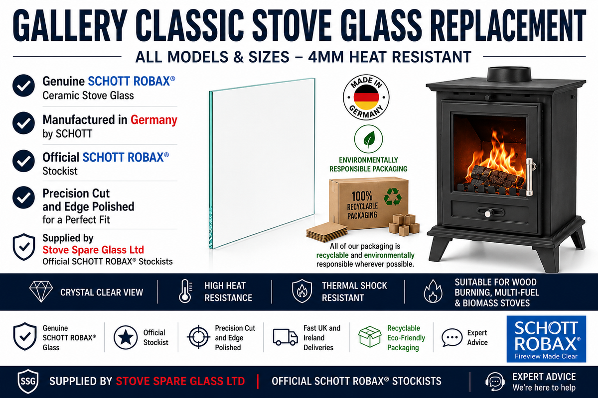 Gallery Classic Stove Glass Replacement – All Models &amp; Sizes – 4mm Heat Resistant
