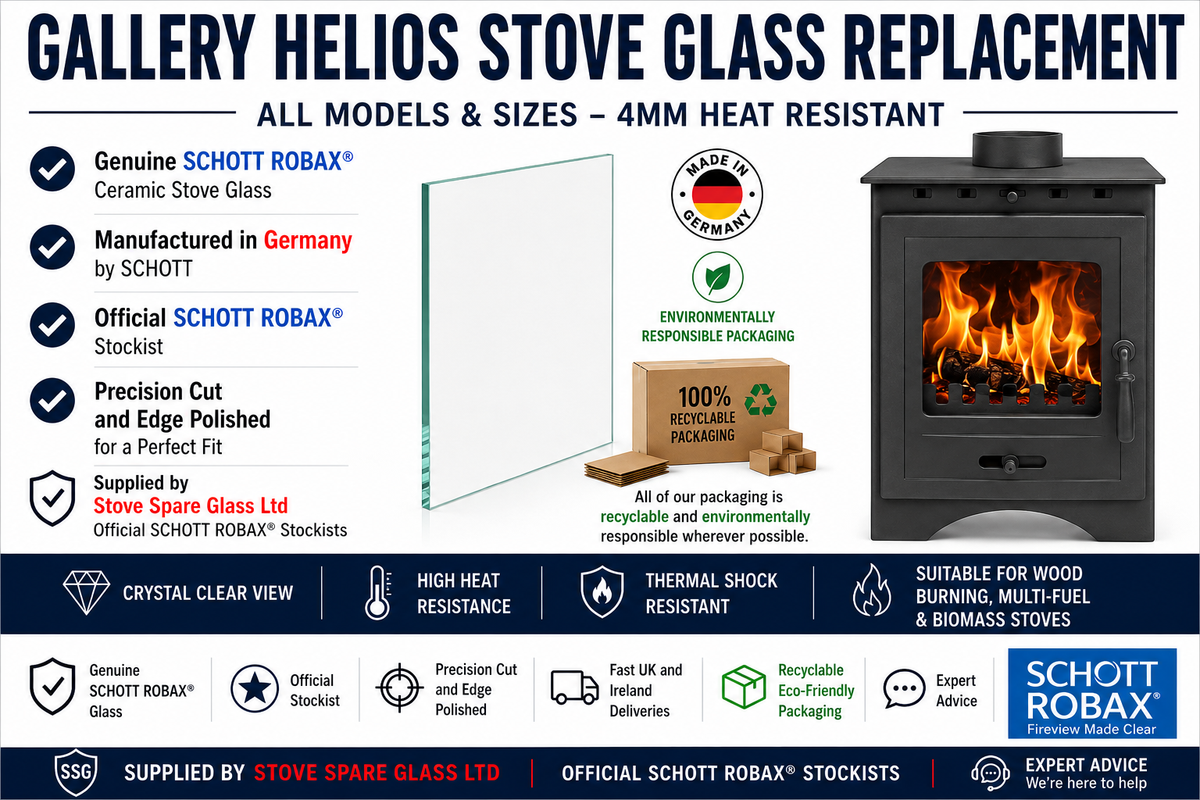 Gallery Helios Stove Glass Replacement – All Models &amp; Sizes – 4mm Heat Resistant