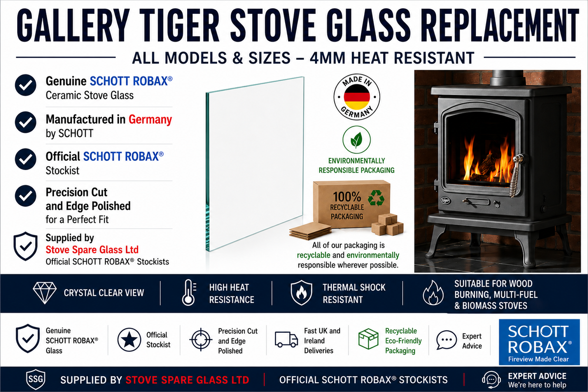Gallery Tiger Stove Glass Replacement – All Models &amp; Sizes – 4mm Heat Resistant