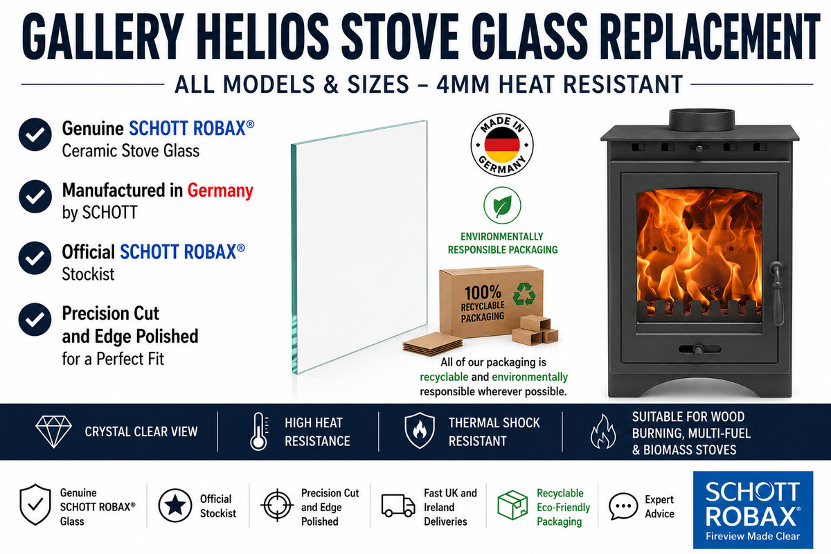 Gallery Helios Stove Glass Replacement – All Models &amp; Sizes – 4mm Heat Resistant