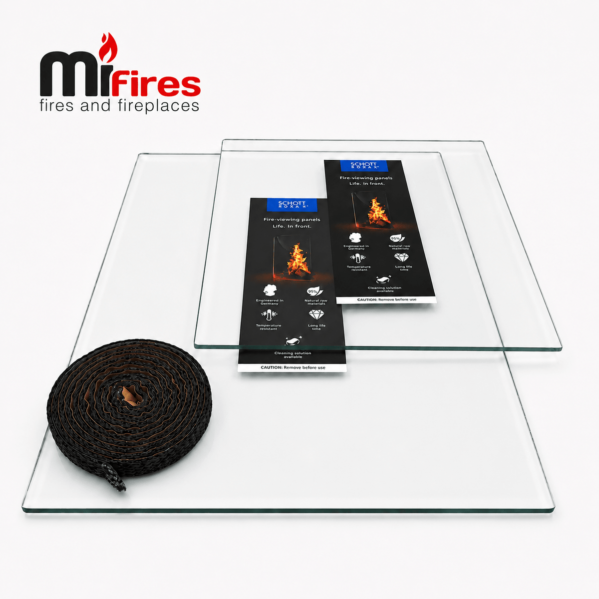 Mi-Fires Tinderbox Medium Woodburner Stove Glass 360 x 320 with Glass Seal - StoveSpareGlass