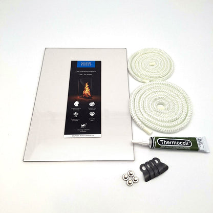 Poplar Mazona Cairo ST0406 Stove Glass, Clips, Seals 260 x 185 Door Refurb Kit - StoveSpareGlass