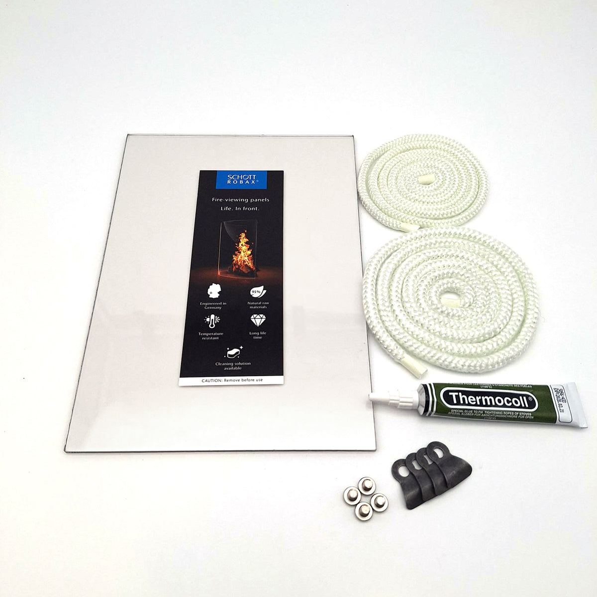 Poplar Mazona Cairo ST0406 Stove Glass, Clips, Seals 260 x 185 Door Refurb Kit
