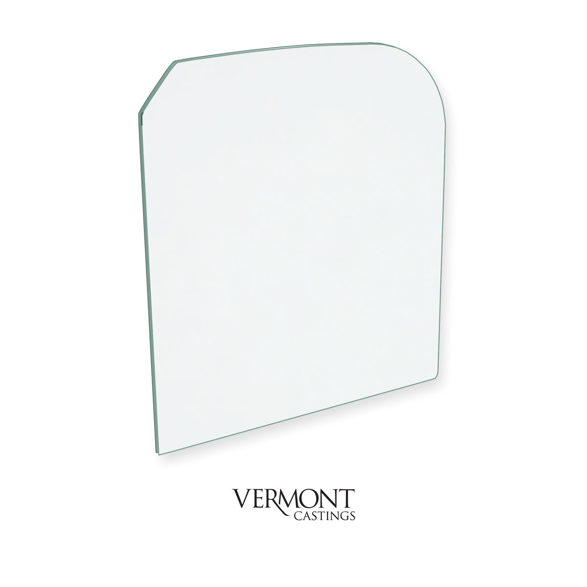 Vermont Encore - Left Door replacement stove glass, rectangle with half arch and one top corner clipped