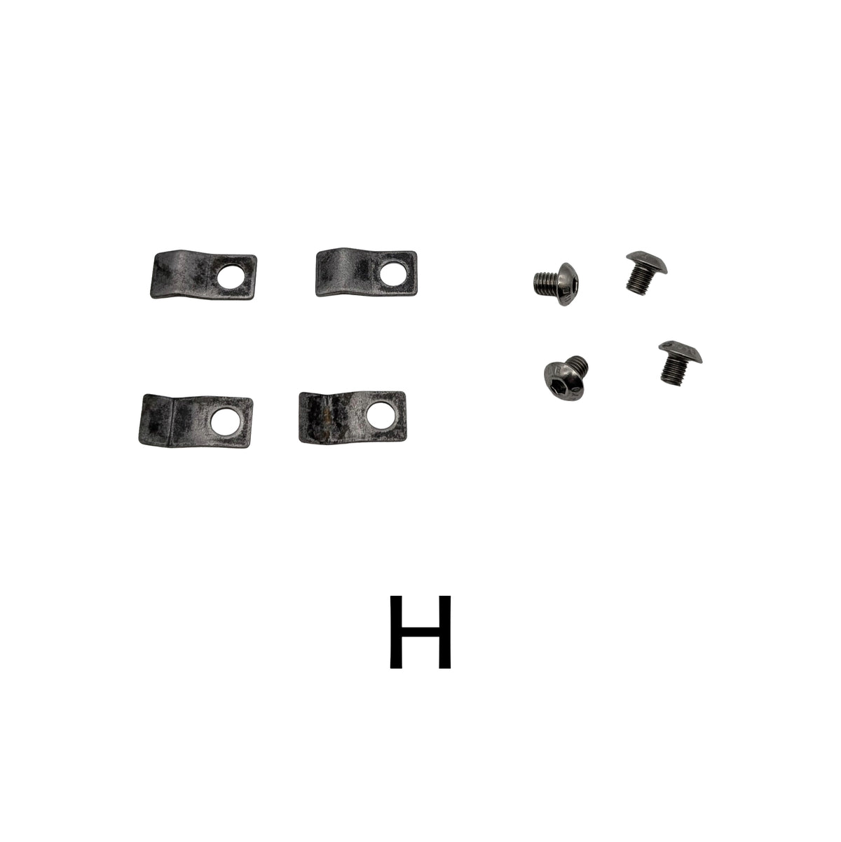 Four Varde stove glass retaining clips with four screws