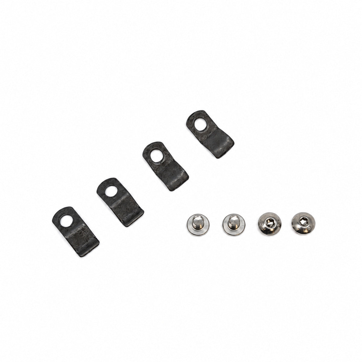 Four Morso stove glass retaining clips with four screws