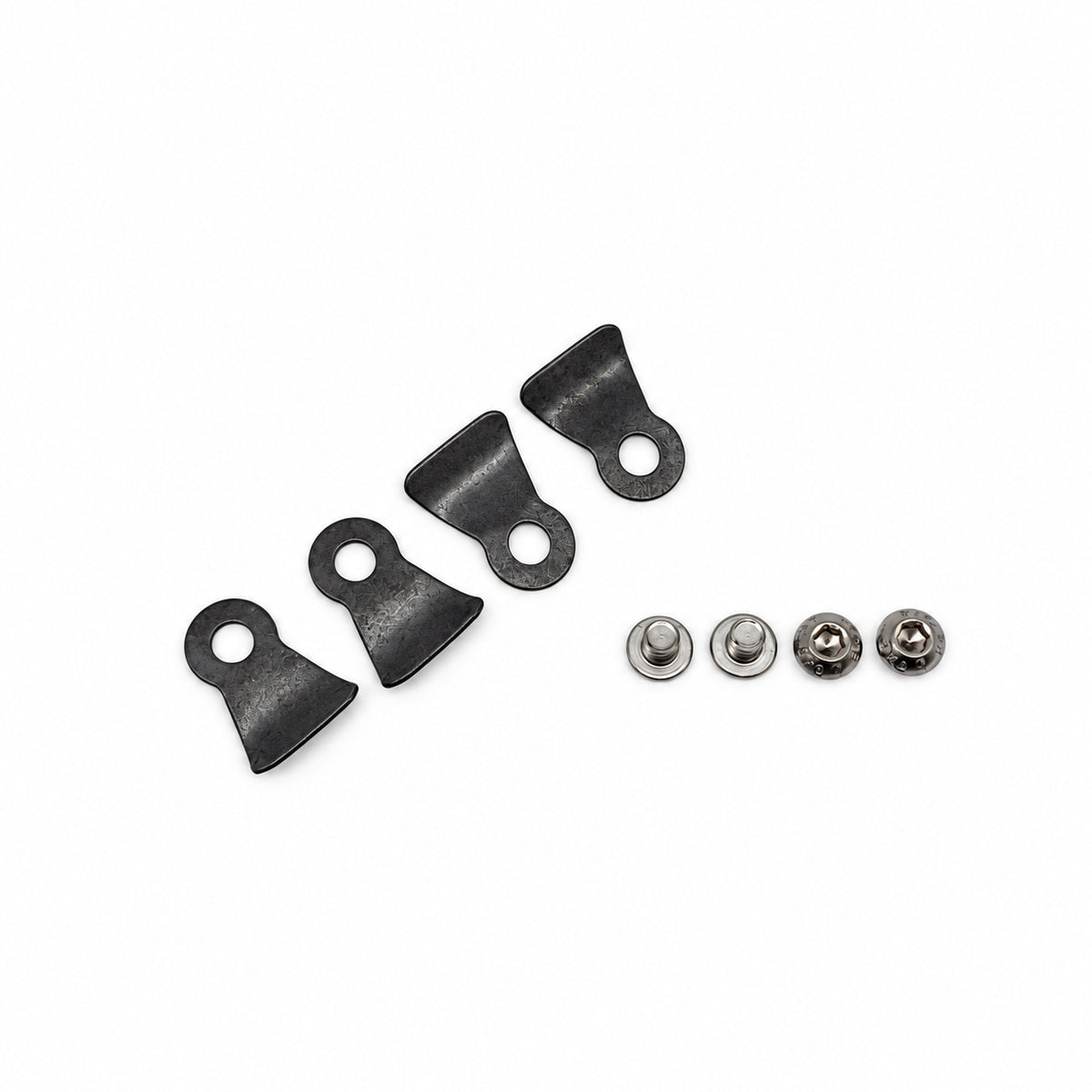 Four Evergreen/Mazona stove glass retaining clips with four screws