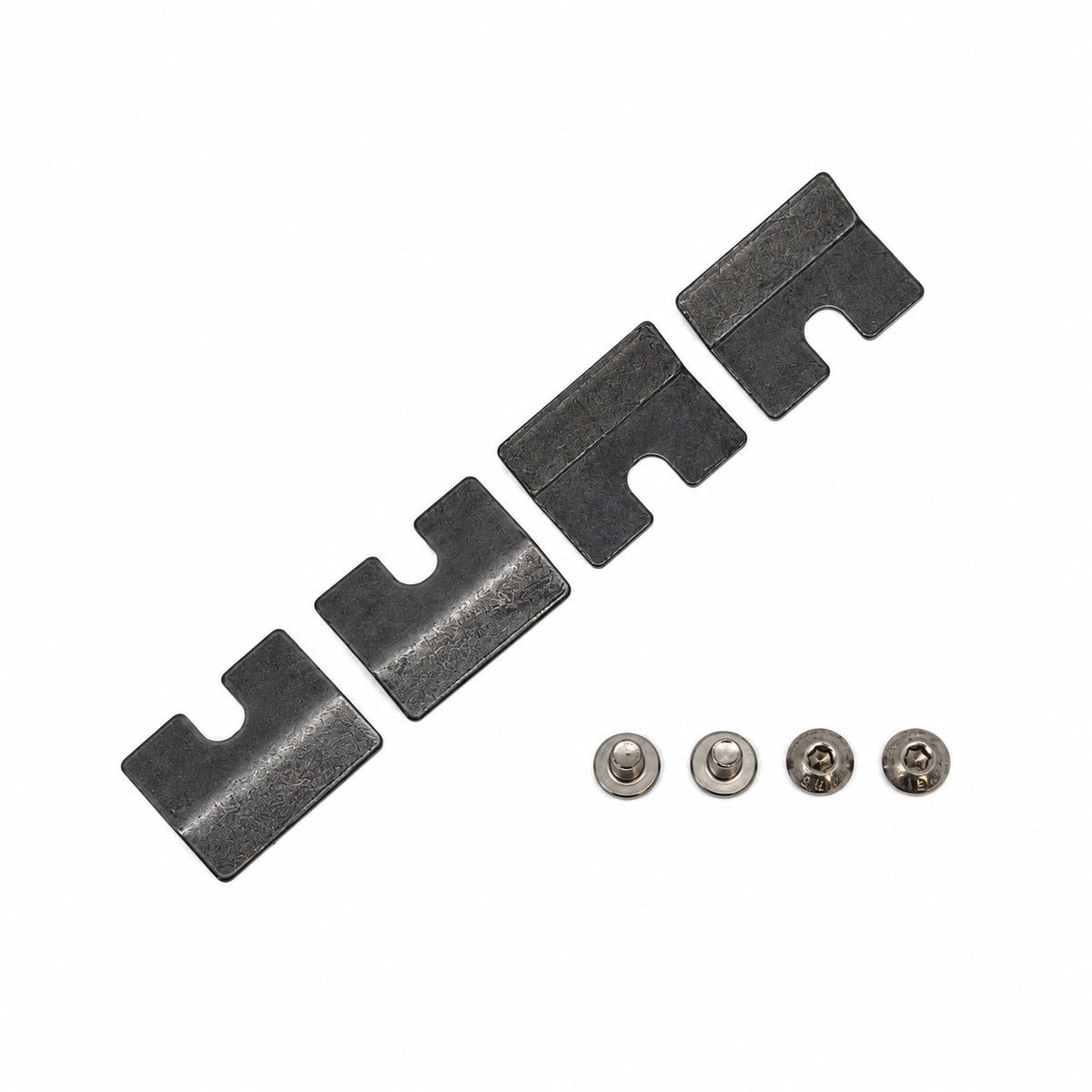 Four Charnwood stove glass retaining clips with four screws