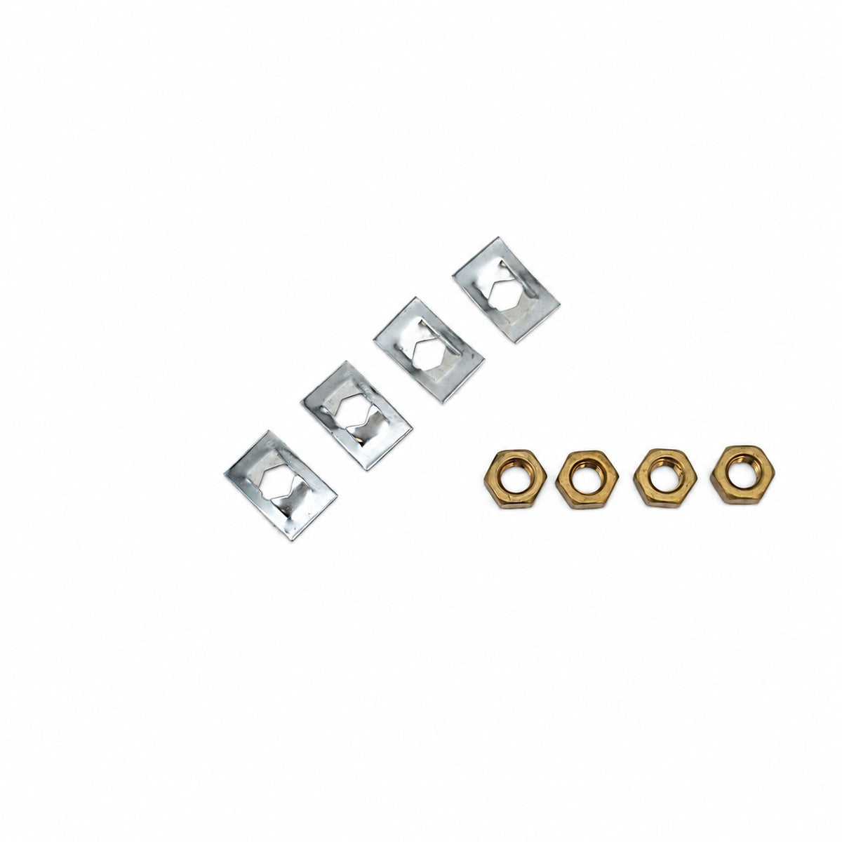 Four Villager stove glass clips with four M8 nuts