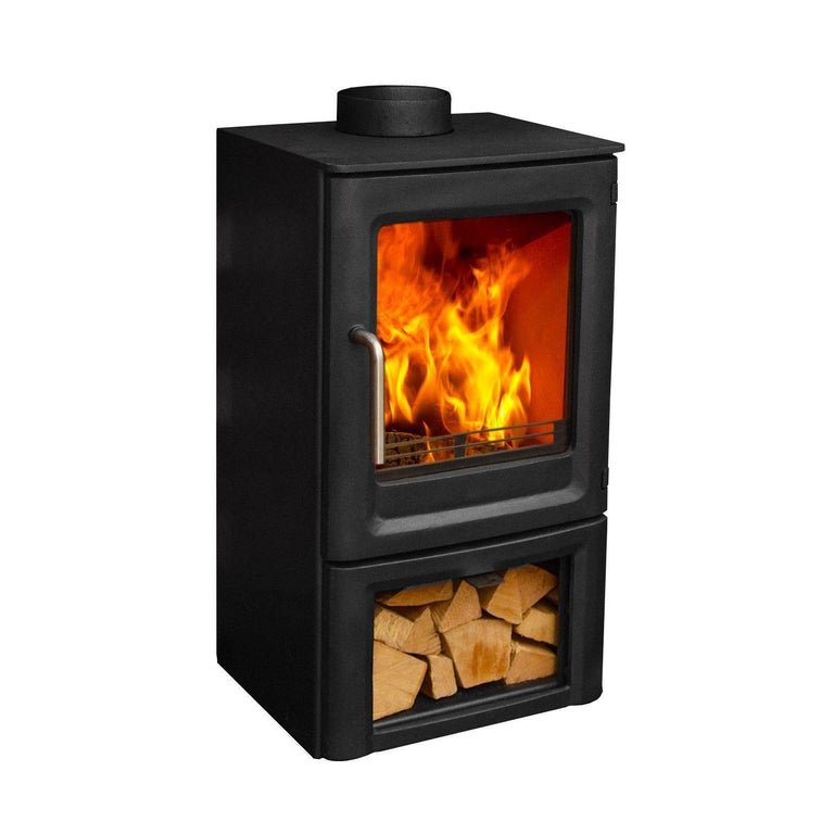 5kW Defra Approved EcoDesign Wood Burning Stove with Direct Air and Store Stand - StoveSpareGlass