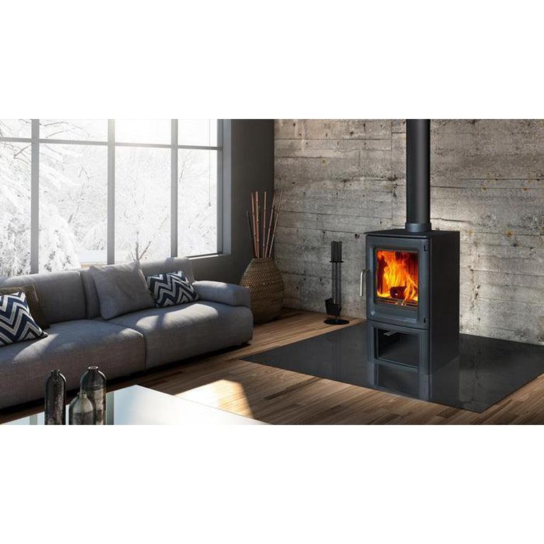5kW Defra Approved EcoDesign Wood Burning Stove with Direct Air and Store Stand - StoveSpareGlass