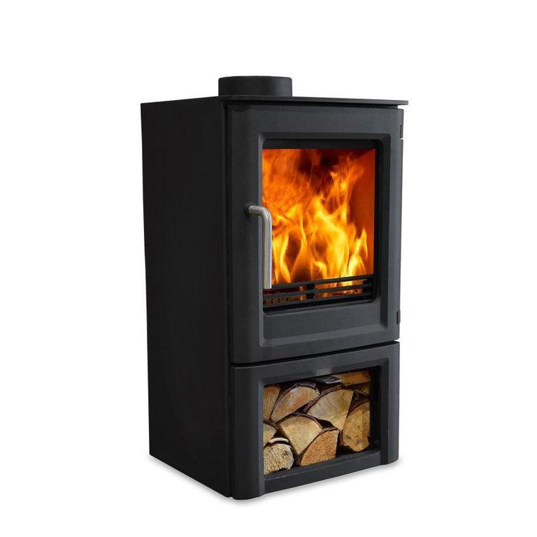 5kW Defra Approved EcoDesign Wood Burning Stove with Direct Air and Store Stand
