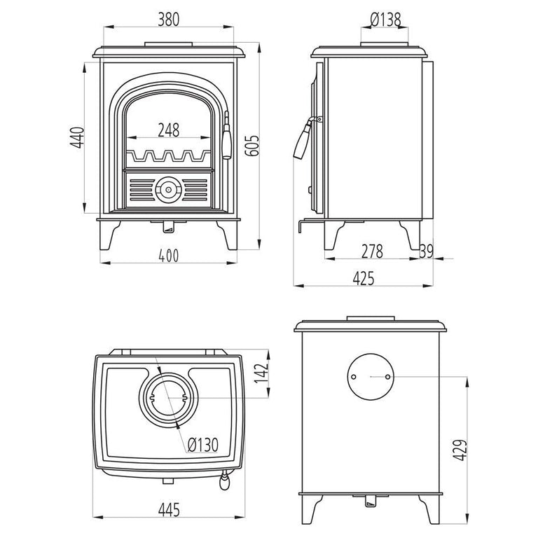 5kW Traditional Eco Design Ready Wood Burning/Multi-Fuel Stove Alpha 1