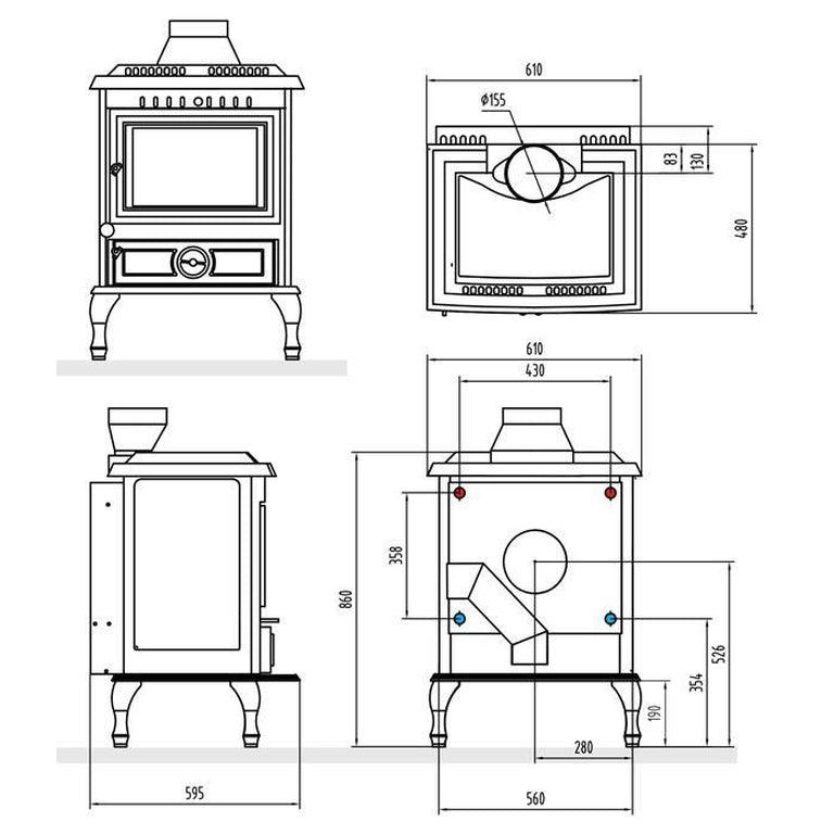 Aidan Boiler wrap around multi fuel water heating stove
