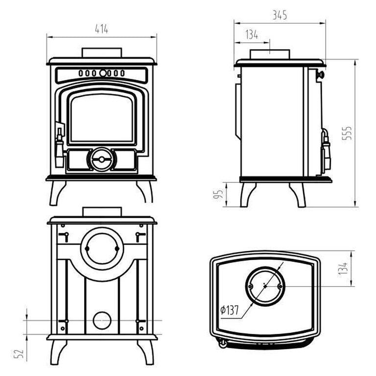 Black Enamel Wood Stove Baby Gabriel Defra Approved